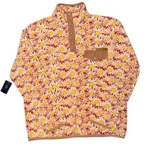 Simply Southern Fleece Pullover Size Medium Sunflower Long Sleeve NWT